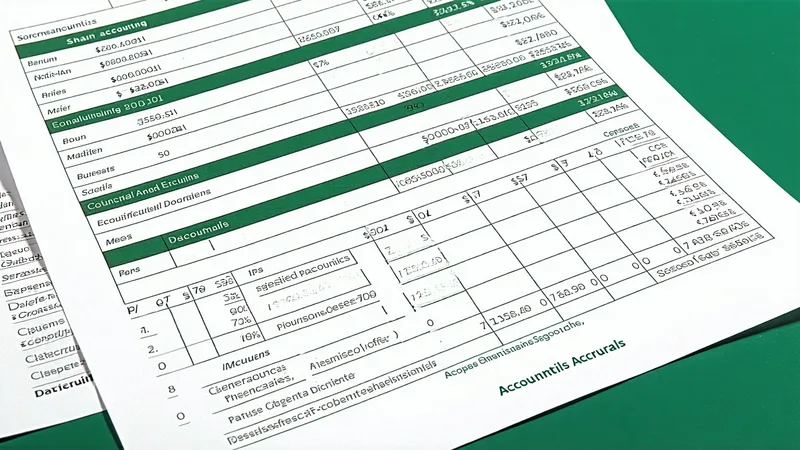 Accruals and accounting journal entries shown on a clean spreadsheet layout