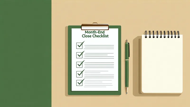 Month-end close checklist illustration showing organized task list on paper
